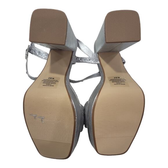 Silver Rhinestone Studded Platform Strappy Heels - Picture 7 of 7